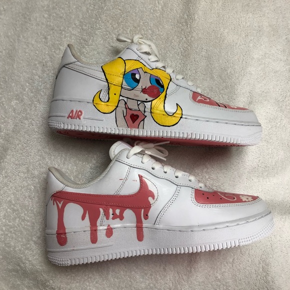 Customized Nike Air Force 1's white and pink women Size 8 Never used - Picture 3 of 15